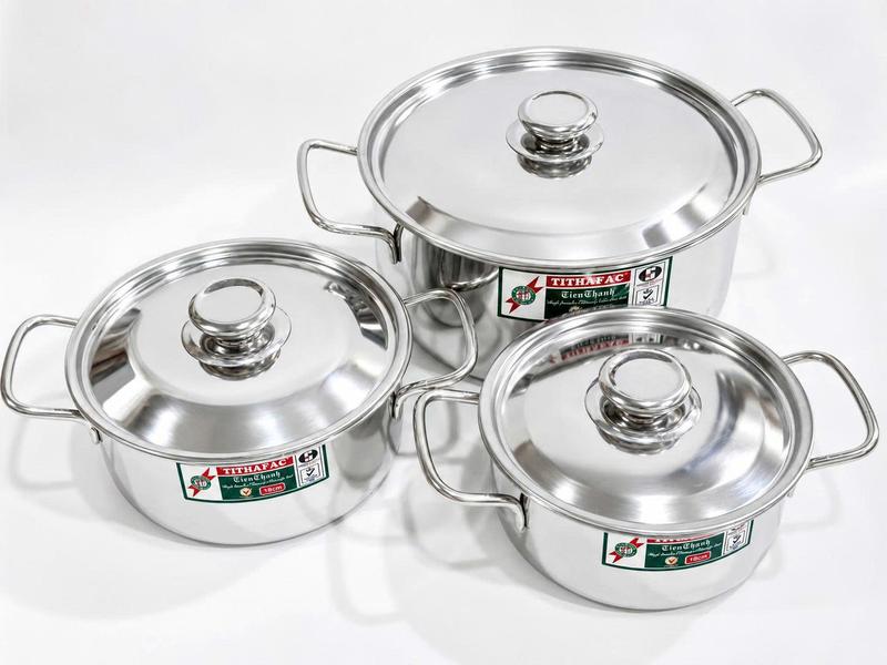 BỘ 3 NỒI INOX 430 TITHAFAC SÀI ĐƯỢC TẤT CẢ CÁC BẾP 1 DÁY BỀN & RẺ