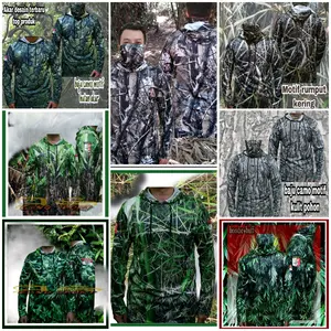 Baju  berburu kamuflase full printing Atasan Kaos Tangan Panjang Camo Motif alam bahan jersey Sport baju jersey camo bahan jersey baju camo