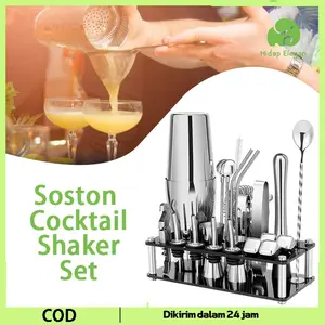 1set Shaker Bartender Set Alat Alat Bartender Alat Bartender Lengkap 23 In 1  Premium Cocktail Boston Shaker Set