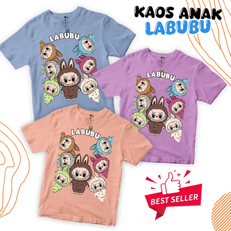Kaos Anak Unisex Gambar Boneka Colorfull 30S 1 - 10 Tahun Combed Cotton Kids Cewek Cowok labubu Perempuan kaos  anak kaos  labuh Katun Laki-Laki Anak-Anak Fashion Pakaian Pakaian Fashion Pakaian Pakaian 0