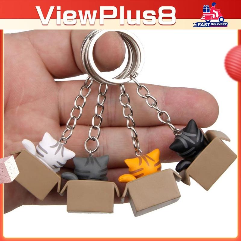 kucing kardus gantungan kunci pajangan lucu cat box keychain korean 1