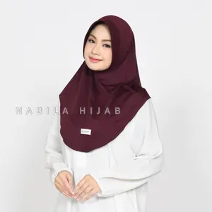 Nabila Jilbab Bergo Hamidah Daily Jersey Size M Instan Muslim Kerudung Khimar Syari Wanita Bahan Jersey Adem Tidak Nerawang - hitam sekolah hasti sage green coklat oval Cantik Nyaman Panjang Putih Navy Pink kuwaiti kabul