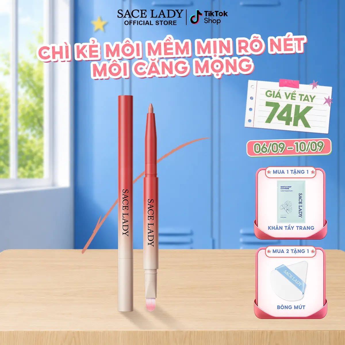 [COD] Chì Kẻ Môi SACE LADY Mềm Mịn Giúp Đôi Môi Rõ Nét Căng Mọng Dễ Kẻ 0.2g