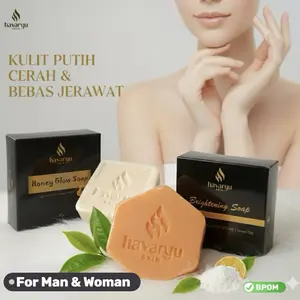 [ 2 Sabun ] HAVARYU SKIN Honey Glow Soap & Brightening Soap Paket Glowing dan Putih BPOM untuk Kulit Cerah & Bebas Jerawat Cocok untuk Semua Jenis Kulit