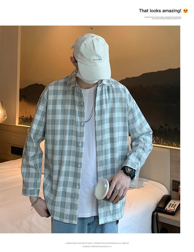 Product Introduction of Áo Sơ Mi Kẻ Sọc Dài Tay Cho Nam, Áo Đa Năng Hợp Thời Trang, Thường Ngày, Dáng Rộng, Phong Cách Hồng Kông, Áo Đẹp Trai Hợp Thời Trang, Áo Khoác Mùa Hè 12