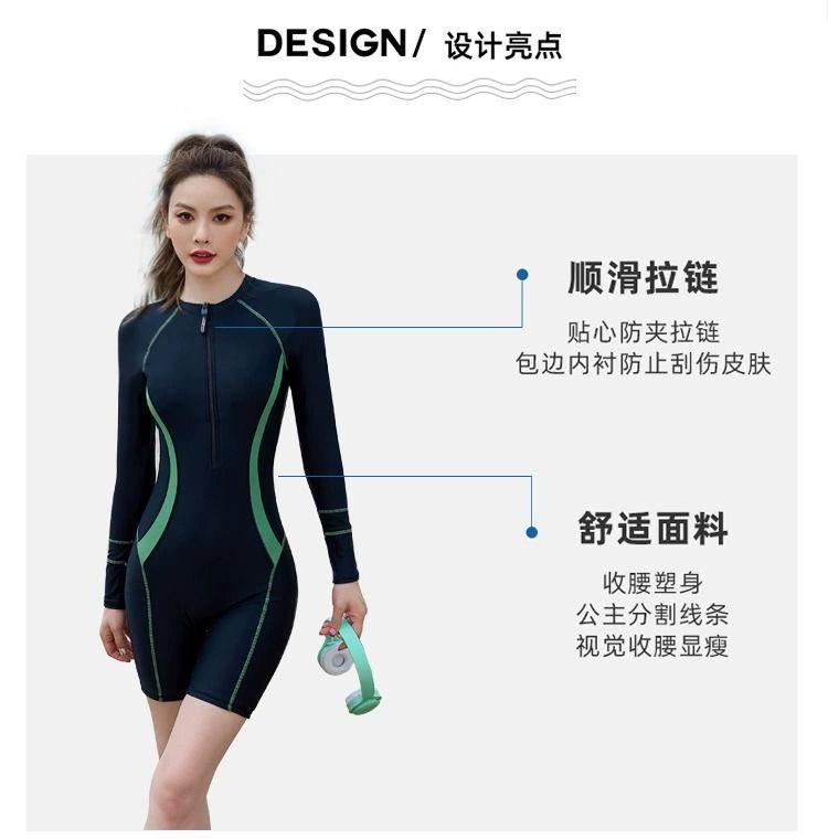 Product Introduction of Swimsuit for Women 2024 New One-Piece Long Sleeves Conservative Racing Super Sexy Surfing Hot Spring Slimming Slim Fit Swimming Suit 4