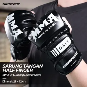 PROMO TaffSPORT Sarung Tangan Half Finger MMA UFC Boxing PU Leather Gloves - FE-BO0027 MURAH