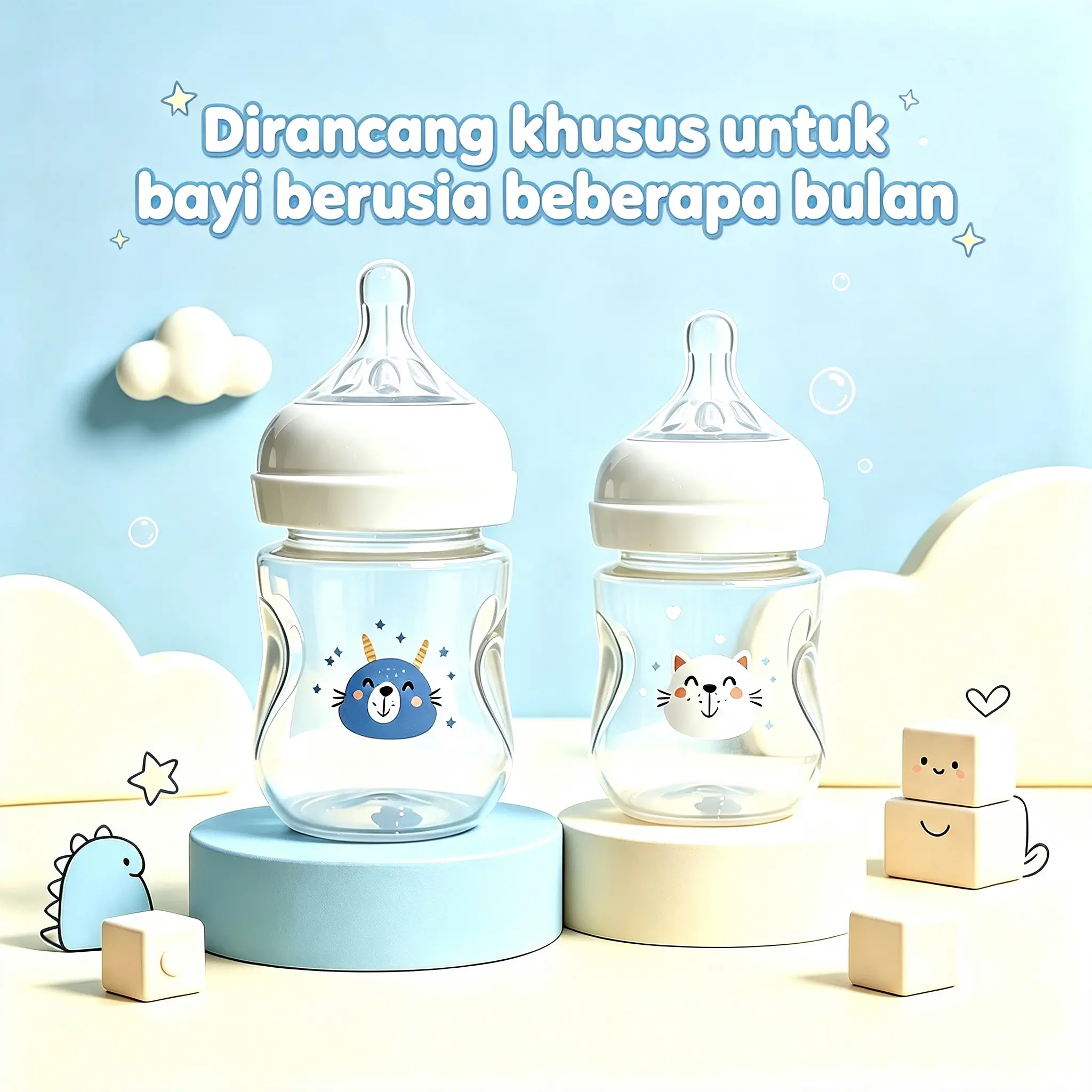 Botol Bayi Dengan Diameter Lebar 5.5CM Bahan Food Grade PPSU Bebas BPA Tahan Suhu Tinggi Anti Jatuh Anti Kembung Mudah Dibersihkan Cocok Untuk Bayi