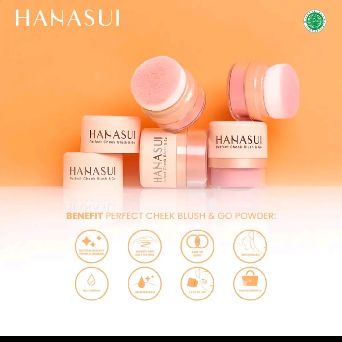 Hanasui Perfect Blush & Go Powder - Blush On powder Melembapkan Cerah