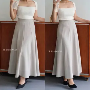 Audy Skirt - Korean Loose Maxi SkirtRok Wanita Anti Kusut Polyester - Rok Flare Wanita - Rok Basic Polos - Maxi Skirt Rok Panjang Wanita