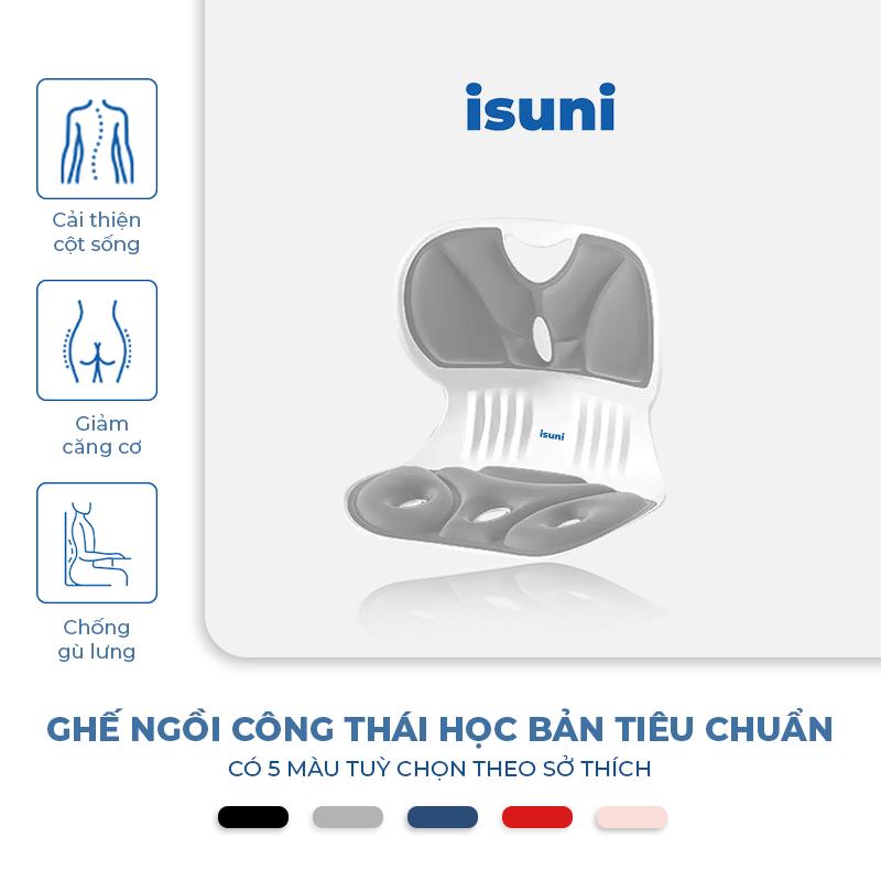 [BẢN MỚI – MÀU XÁM]   tựa công thái học ISUNI -  Chống Gù – Hỗ Trợ Cột Sống, Giảm Đau Lưng Cho Dân Văn Phòng, Học Sinh, Mẹ Bỉm gaming xoay 360 gon gap ghe da nang chair lười chỉnh tư thế ngồi bệt chair..... xếp thư giãn decor cong bập bênh gọn gấp gập ghế