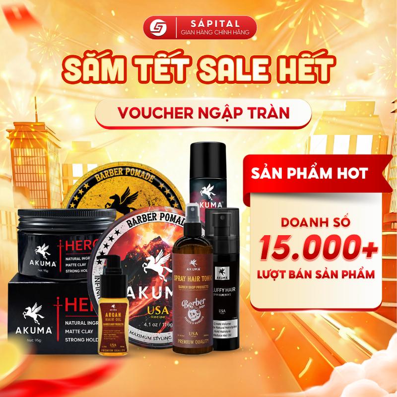   FULL LINE AKUMA  Sáp vuốt tóc Xịt bồng bềnh Fluffy Xịt tạo phồng Gôm xịt tóc Pomade Dưỡng tóc - Phù hợp mọi chất tóc 