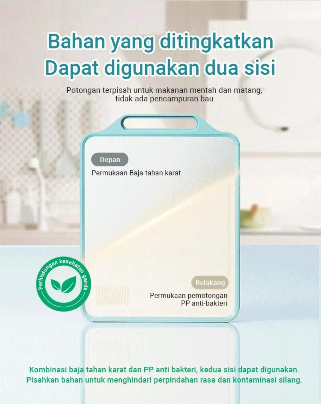 Mehaa Papan Talenan Stainless Steel foodgrade Antibakteri dua sisi 40*30*1.65cm - Kitchenware Mehaa Papan Talenan Stainless Steel foodgrade Antibakteri dua sisi 40*30*1.65cm - Kitchenware