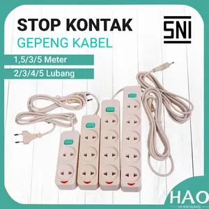 [HAO] Stop Kontak Kabel 2/3/4/5 Lubang&1.5/3M/STOP KONTAK GEPENG SNI/CAHAYA SC-752/3/4/5 Saklar
