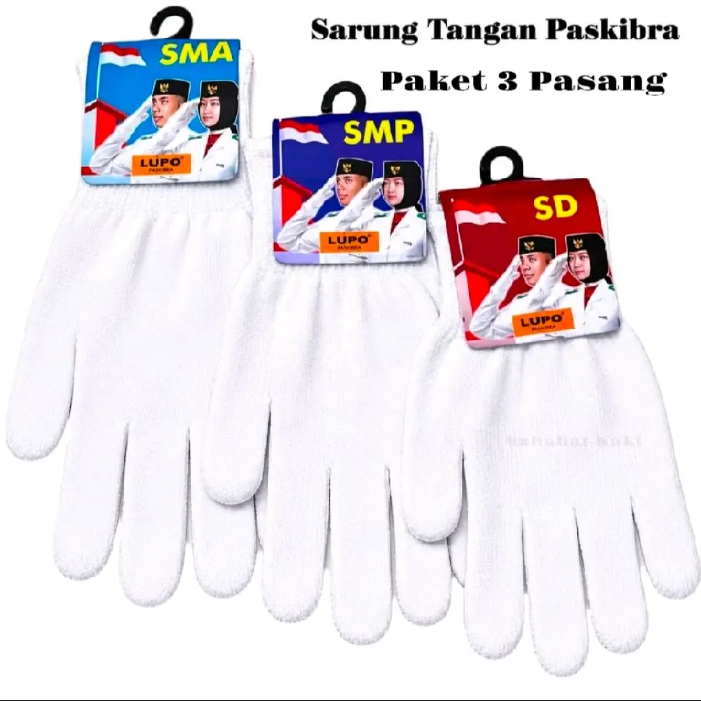 Sarung Tangan Putih Paskibra SD SMP SMA Paket 3 Pasang untuk Upacara Bendera Fashion