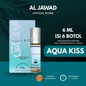 Al Jawad Parfum Aqua Kiss Parfum Roll On by dobha Parfume Arabian Uniseks 6ml Roll On Aroma Manis Mewah dan Elegant Tahan Lama Cocok untuk Bepergian