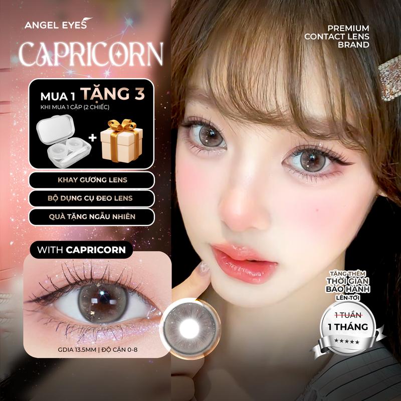 Lens xám 0-8 độ Capricorn thương hiệu N'Rosa cho mắt thở cao cấp Angel Eyes phân phối, kính giãn tròng xám có viền