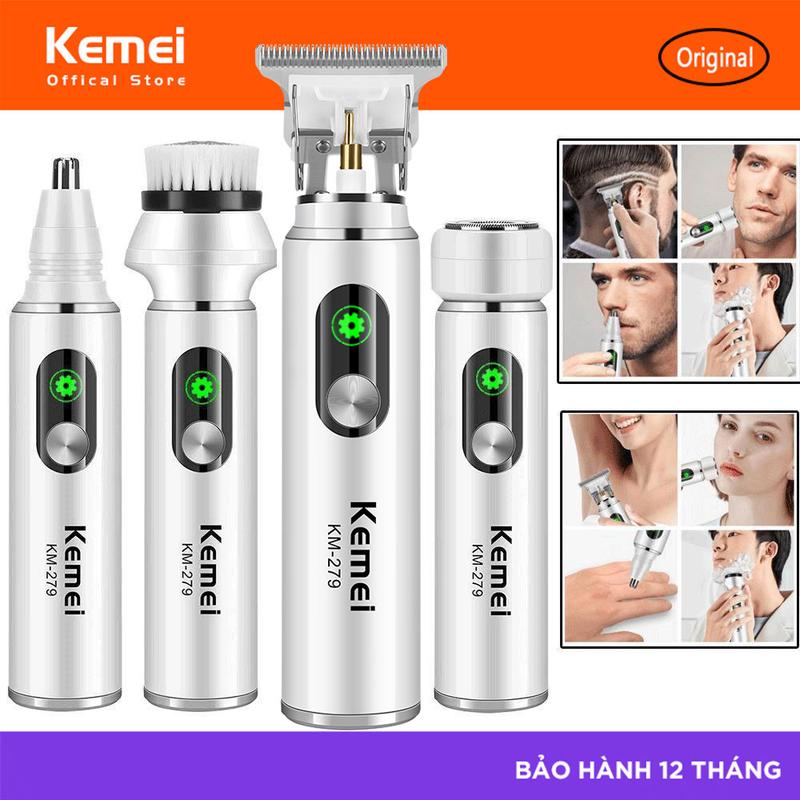 KEMEI 4 trong 1 Máy cạo râu điện tỉa râu cho Nam & Nữ KM-279 tẩy lông cơ thể Nam & Nữ Km-279 Máy cạo râu điện không dây chống nước Bộ tông đơ cắt tóc dành 