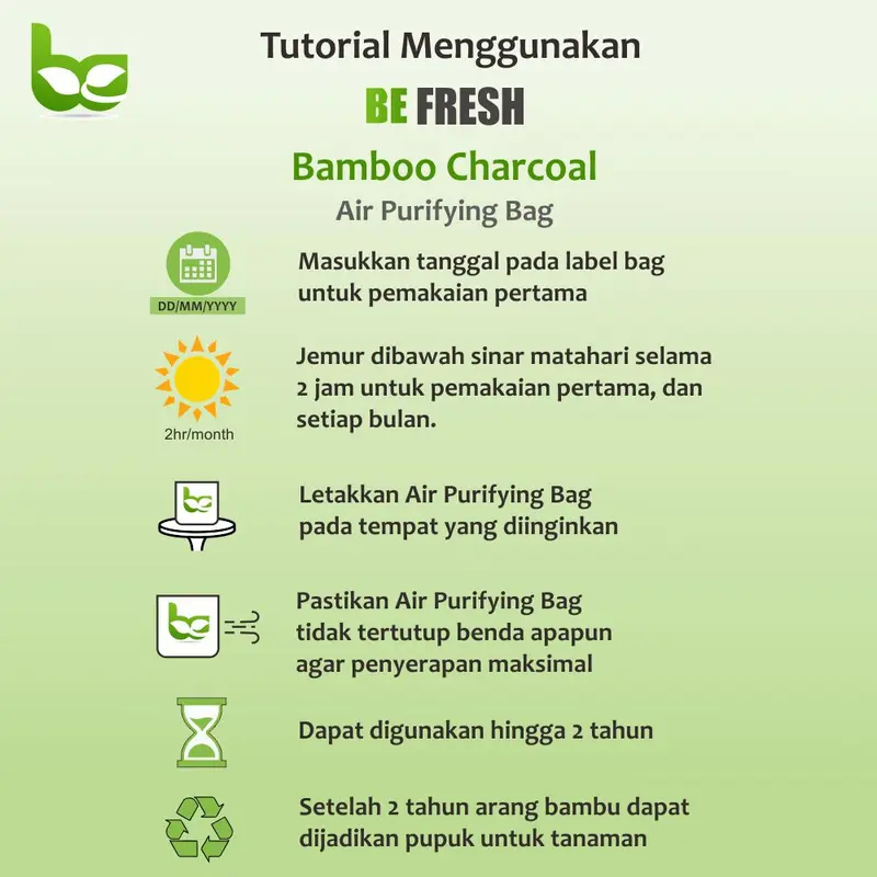 Paket 2in1 200gr pyramid BE FRESH Bamboo Charcoal Air Purifying Bag Tas Penyaring udara anti bau lembab jamur 1