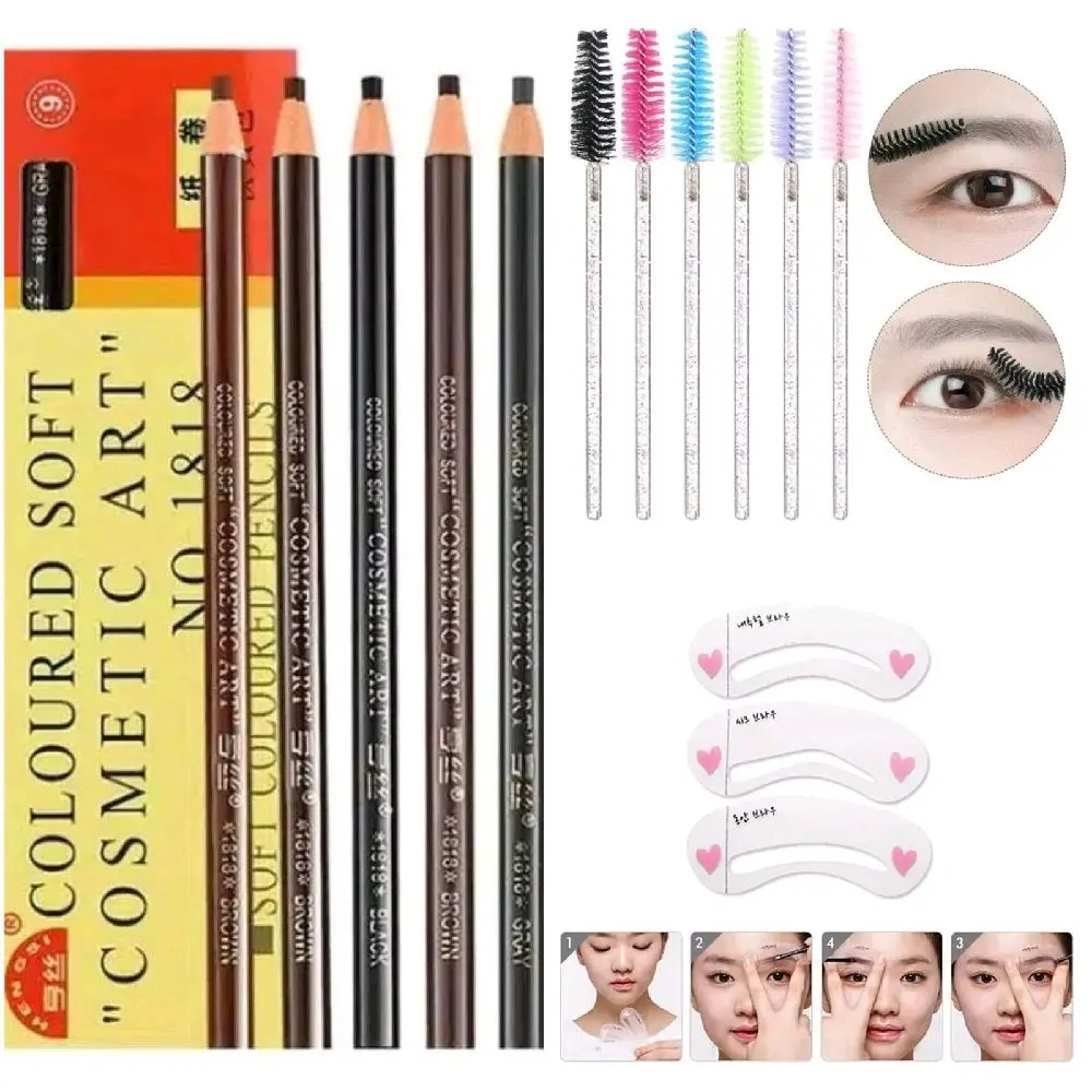 [dapat 3 pcs] Hengsi Pensil Alis Tarik Benang Matte & Waterproof dengan Bonus Cetakan Alis & Sikat Alis