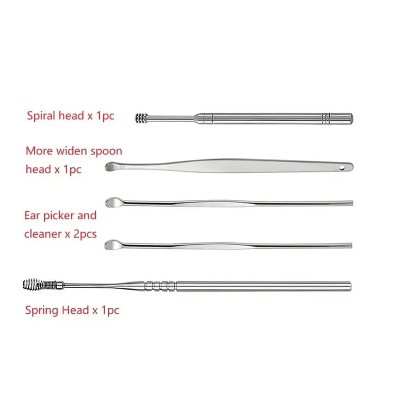 Korek Kuping Stainless Steel Earwax Earpick Cleaner Alat Pengorek Kotoran 5
