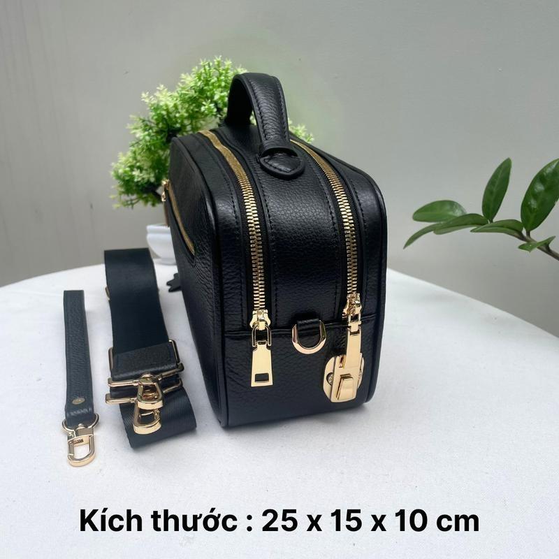 Túi Golf 2 Khóa Đeo Chéo Nam Cầm Tay Da Thật Cao Cấp Clutch GOLF - Chất Liệu Da Bò Siêu Bền Mềm Mại Kích Thước 25x15x10cm Màu Đen/Nâu Thiết Kế Thời Trang Tiện Dụng
