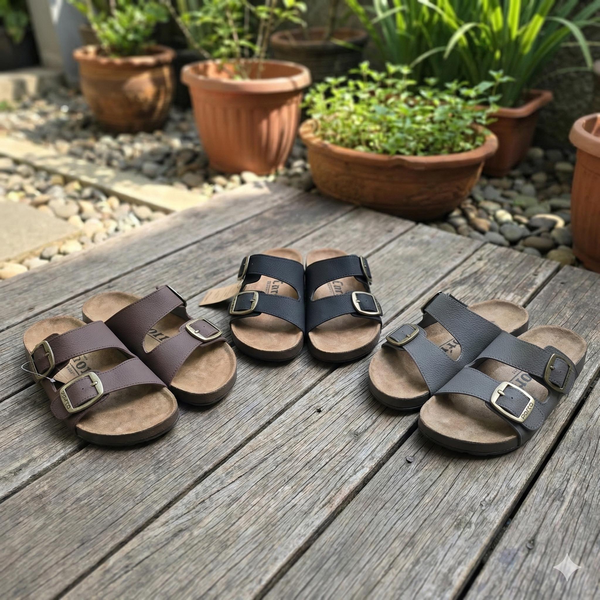 Porto Vintage Walter - Sandal Lebaran Ringan Pria Smooth Sintetis Kasual