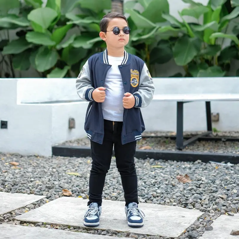 Varsity jacket anak laki-lai usia 1-10tahun warna BLACKTAN jacket linemekids Cewek Cowok Nyaman Lembut Balita 6