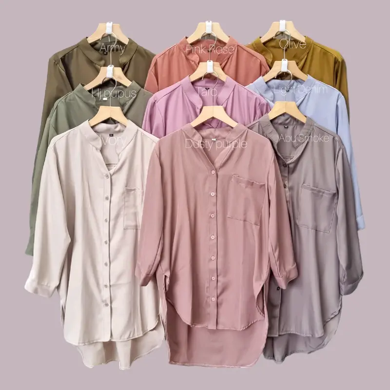ThiniStore - Nabil Shakila kemeja atasan semi tunik polos casual kantor terkini Shakila Premium Muslim Katun  Wanita Baju Lembut  viral 3