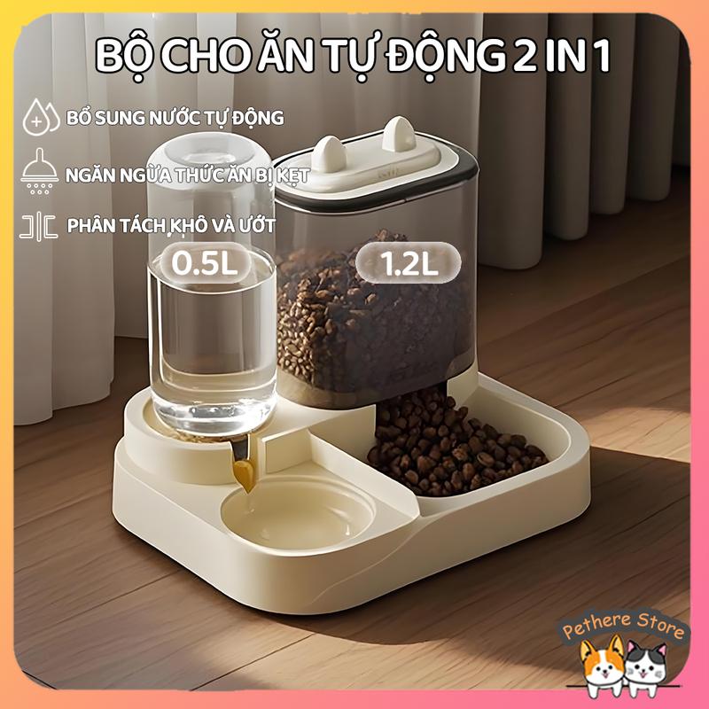 Bình Ăn Uống Tự Động Bát Đựng Thức Ăn Nước Uống Tự Động Bộ Bát Ăn Và Bình Nước Cho Chó Mèo Nhả Hạt Tự Động 2 Trong 1