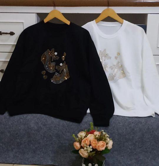 sweater atasan panjang wanita terbaru model jumbo hitam putih cantik sweater atasan panjang wanita terbaru model jumbo hitam putih cantik