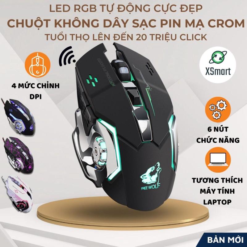 Chuột Không Dây Chuyên GAME Free Wolf X8 PRO NÂNG CẤP Wireless 2.4GHz SIÊU NGẦU, LED Nhiều Chế Độ