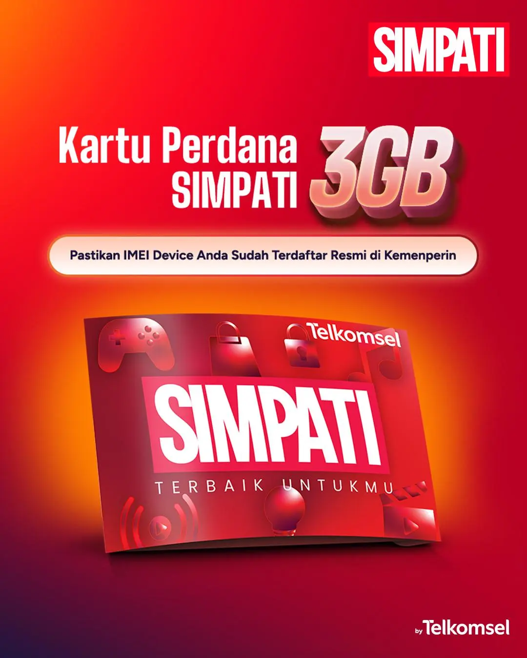 [PILIH NOMOR] Kartu Perdana SIMPATI #TerbaikUntukmu PraBayar Telkomsel - Bulanan 30 Hari 3GB Kuota Nasional