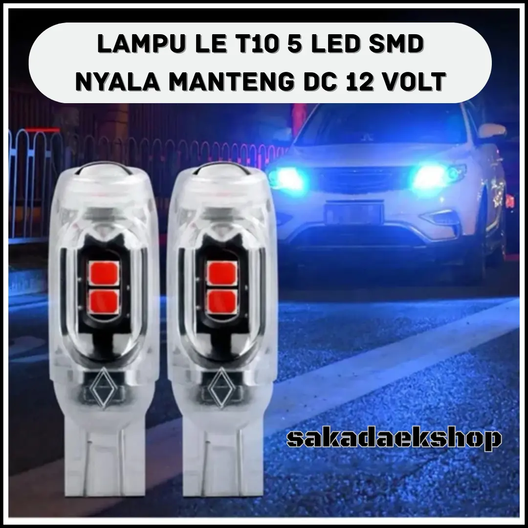12/24Volt Lampu LED T10 Projector 5 LED SMD Nyala Manteng Lampu Senja Rem Sein Kota DC 12-24Volt  Motor Mobil Truk Bis Universal Super Bright Car