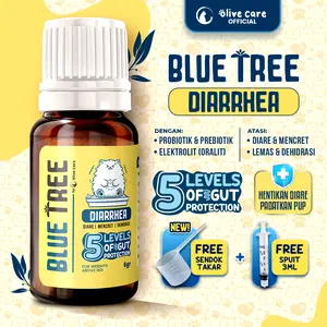 Olive Care Vitamin Obat Kucing BLUE TREE Diarrhea (Diare) dengan 5 Lapis Perlindungan Usus kandungan Probiotik, Prebiotik, Oralit & Antimikroba Alami untuk Diare Akut, Pup Lembek/Cair, Iritasi Usus, Dehidrasi, Bakteri, Virus, Kesehatan Pencernaan