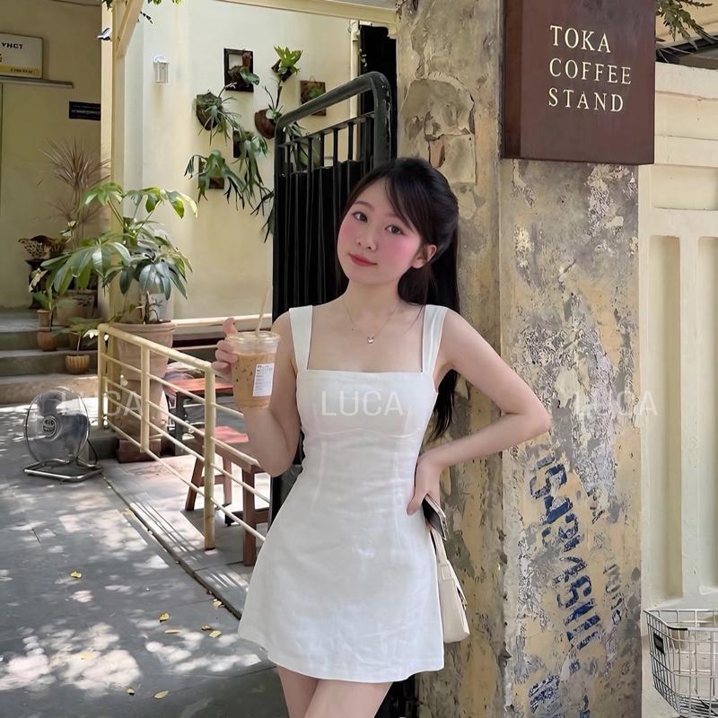 Đầm Linen 2S Cổ Vuông Ôm Eo - D41