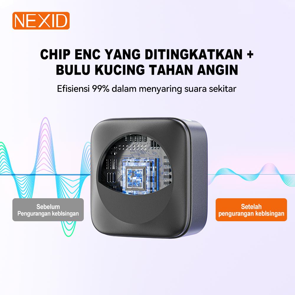 NEXID Wireless Microphone 2-In-1 Clip On Profesional Mic Magnetic Mikrofon Play dengan Charging Case Dual Lavalier Magnetic Plug Play Live Stream HP Plug Play Peredam Kebisingan 2 Mic untuk Recording Video Untuk Live TikTok YouTube