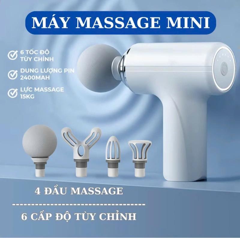 Máy Massage Bản Nâng Cấp Cầm Tay Mini Cao Cấp Công Nghệ Cảm Biến Lực Với 4 Đầu Và 6 Chế Độ