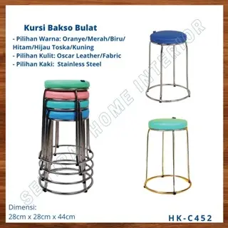 Kursi Bangku Bakso Bulat - Kaki Stainless Steel | HK-C452