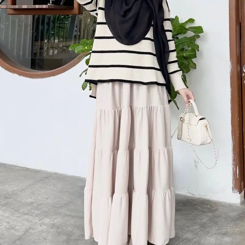 [•Elhusna•] Lani Skirt/ Rok Canda / Rok Susun / Rok Rempel / Maxi Skirt / Rok Susun Ruffle Muslim Panjang Wanita 2