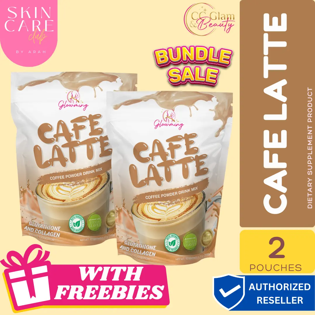 Cafe Latte Powdered Drink infused with Glutathione and Collagen with Herbal Extracts by CC Glam and Beauty - Set of 2 | Glowming Drinks | CC2
