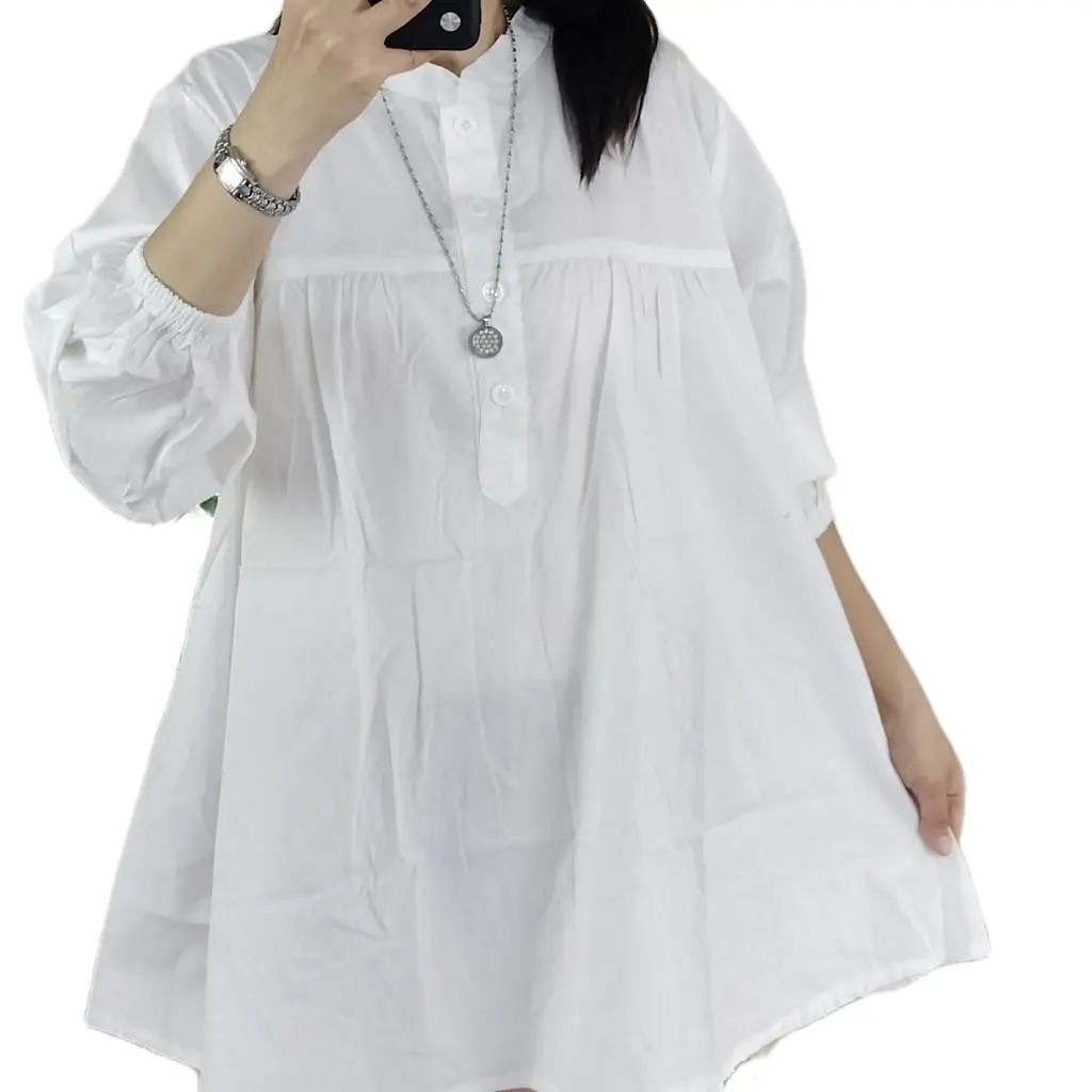 Baju Katun Rayon Panjang Rania Twill Blouse Casual Wanita Dewasa khusus jumbo ld 120-130cm Atasan Cewek Linen Rempel Kancing Oversize kemeja korean style simpel teracota