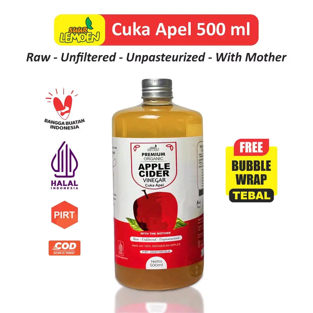 500ML/CUKA APEL PREMIUM - APPLE CIDER VINEGAR SARI APEL ASLI