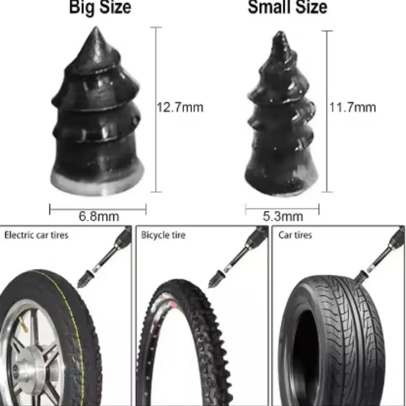 Skrup Karet Tambal Ban Tubeless Tubles Mobil Sepeda Motor 10/20 pcs Termasuk Kotak Penyimpanan