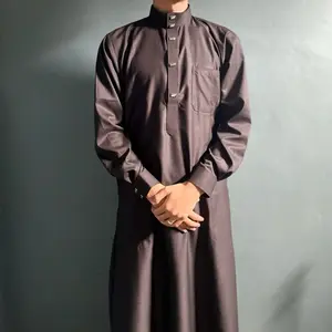 Jubah Pria Syibia Qana | Jubah Gamis Pria Premium Lengan Panjang - Coklat Tua