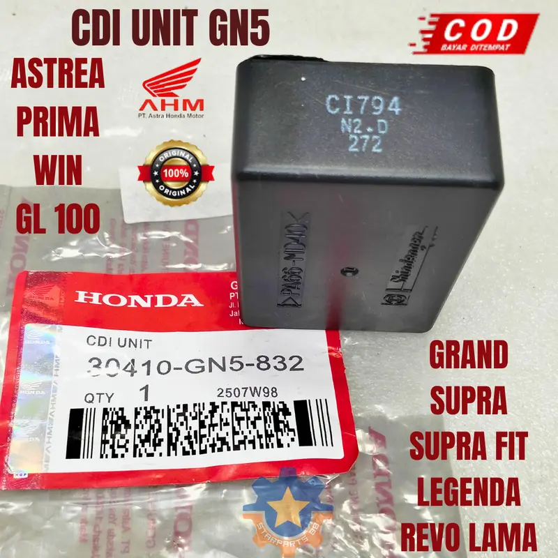 CDI UNIT GN5 MOTOR HONDA GRAND ASTREA WIN SUPRA LEGENDA PRIMA REVO LAMA SUPRA FIT DLL KUALITAS ORISINIL ASLI AHM KOTAK Car 0
