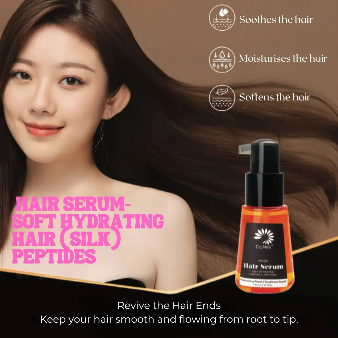Silk Peptides Hair Serum - Anti-Hair Loss Strengthening, Silky, Soft, and Shiny Hair - Calming, Haircare