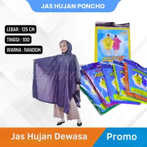 Jas Hujan Bahan Silikon - Jas Hujan Tebal Dewasa Ponco Terusan Polos bahan Silikon (WARNA RANDOM) - Mantel Jas Hujan  - Cod