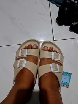 Product Review of Ando Official Sandal Selop Slip On Ratu Wanita Dewasa - Cream from W**d 0