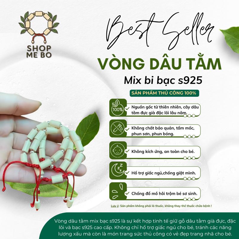 VÒNG DÂU TẰM MIX BẠC 925 Cho Bé - Cây dâu già, đặc lõi (chuẩn bạc 925)